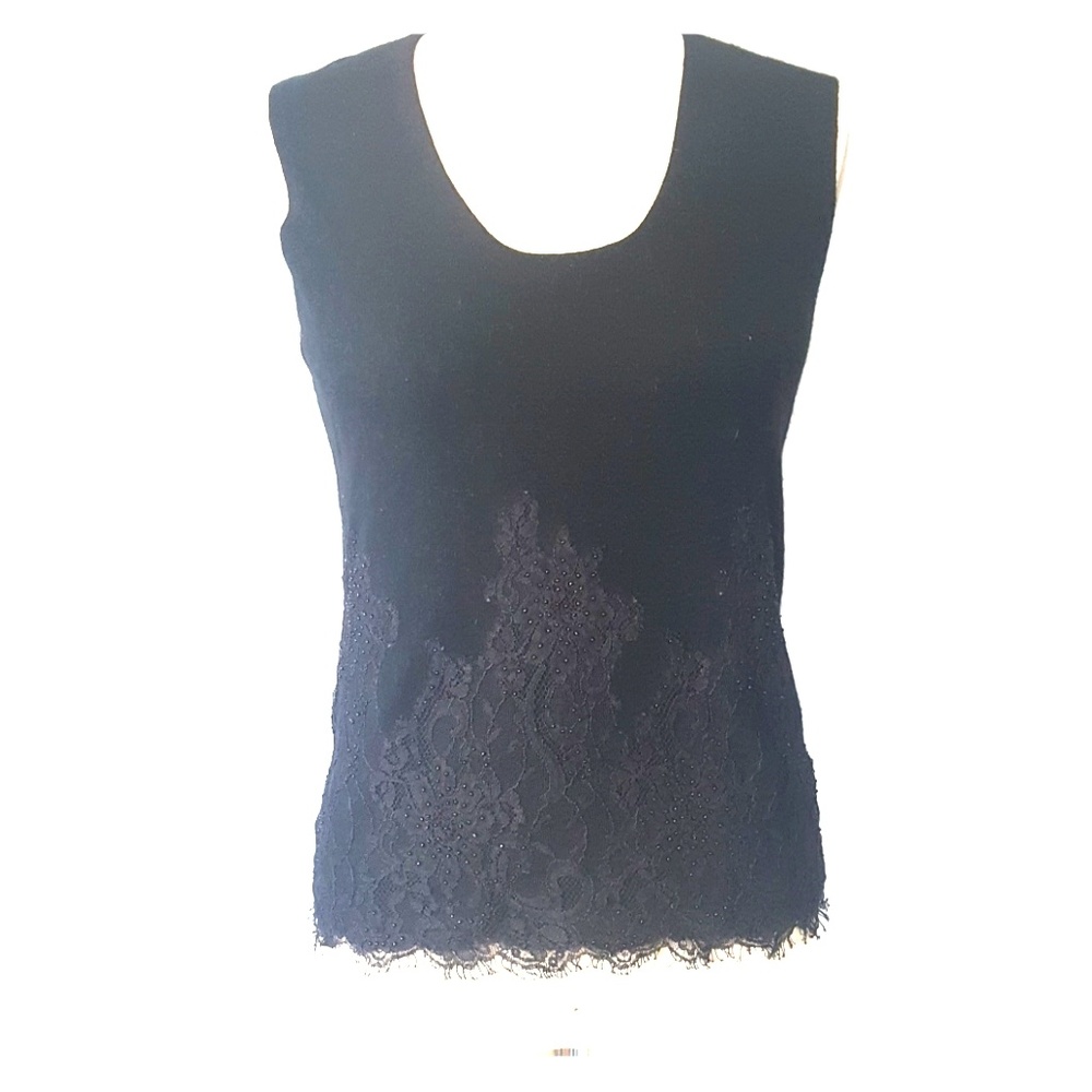Cashmere tank with lace